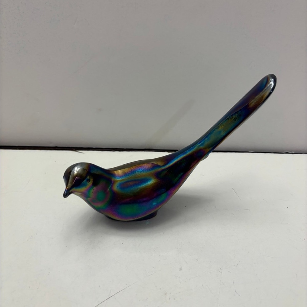 Fenton colorful iridescent Glass Dichroic Bird Of Happiness Figure